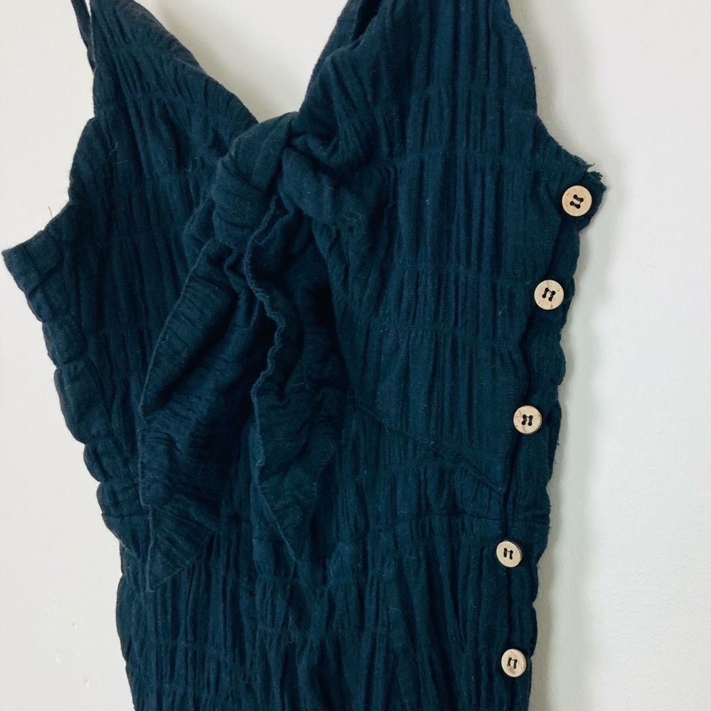By together black textured midi dress with tie front and cut out. Size Large